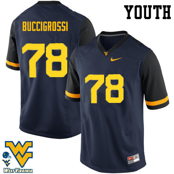 NCAA Youth Jacob Buccigrossi West Virginia Mountaineers Navy #78 Nike Stitched Football College Authentic Jersey XX23U03PK